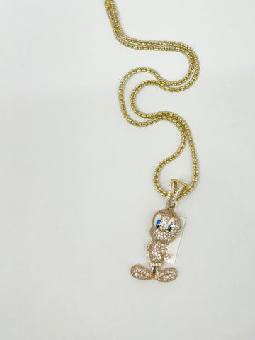 Luna ice chain and cz pendant 14k