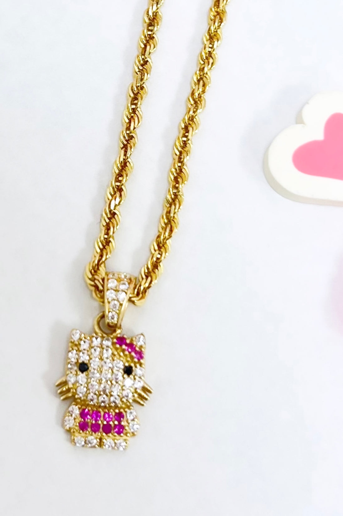 Solid Rope Chain 14k and pendant 14k