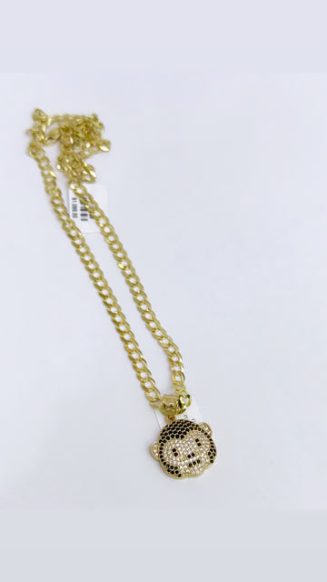 Cuban chain and pendant 14k