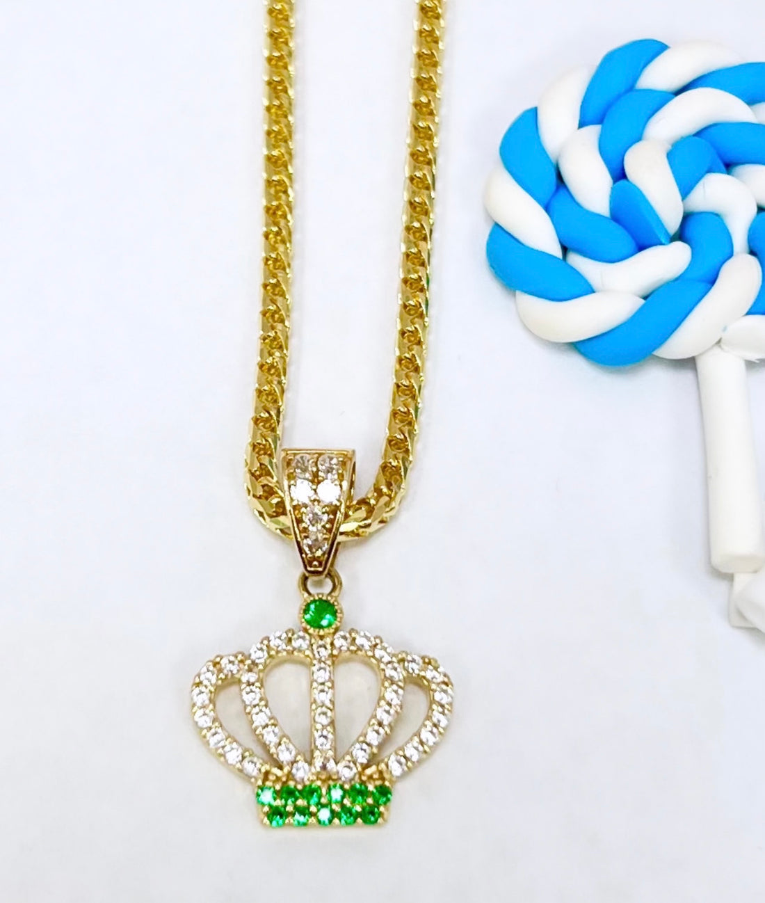 Solid Franco chain 14k and cz pendant 14k