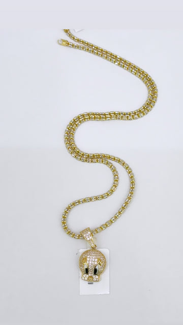 Luna ice chain and pendant 14k