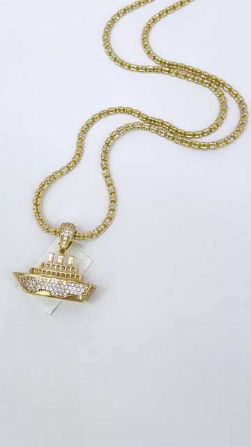 Luna ice chain and pendant 14k