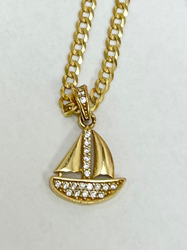 Cuban chain and pendant 14k