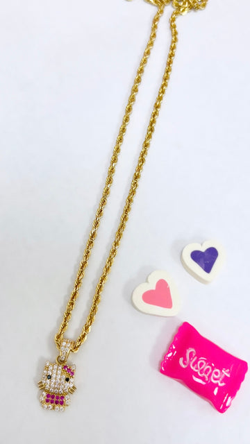 Solid Rope Chain 14k and pendant 14k