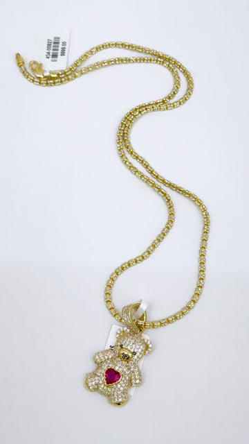 Luna ice chain and pendant 14k