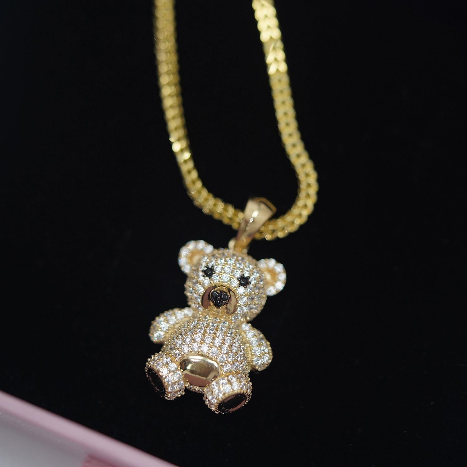 Beautiful 14K Gold Teddy Bear 3D With 14K Gold Franco Chain